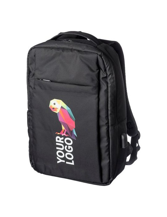 Sac à dos porte-ordinateur en polyester rPET personnalisé Jesse pas cher