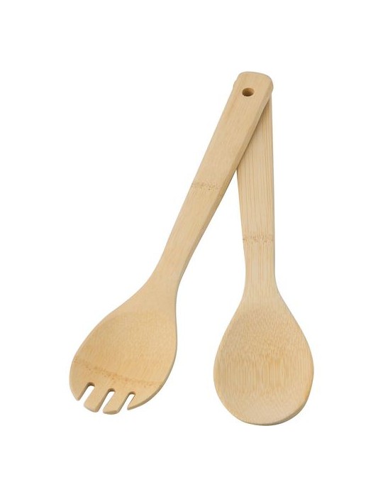 Lot de 2 couverts à salade en bambou - Personnalisée pas cher