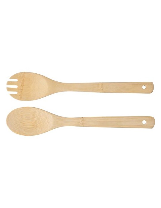 Lot de 2 couverts à salade en bambou - Personnalisée pas cher