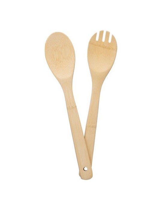 Lot de 2 couverts à salade en bambou - Personnalisée pas cher