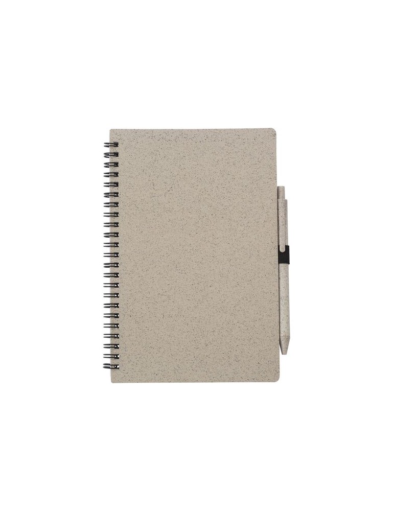 Carnet à spirale en fibre de paille personnalisé - Massimo pas cher