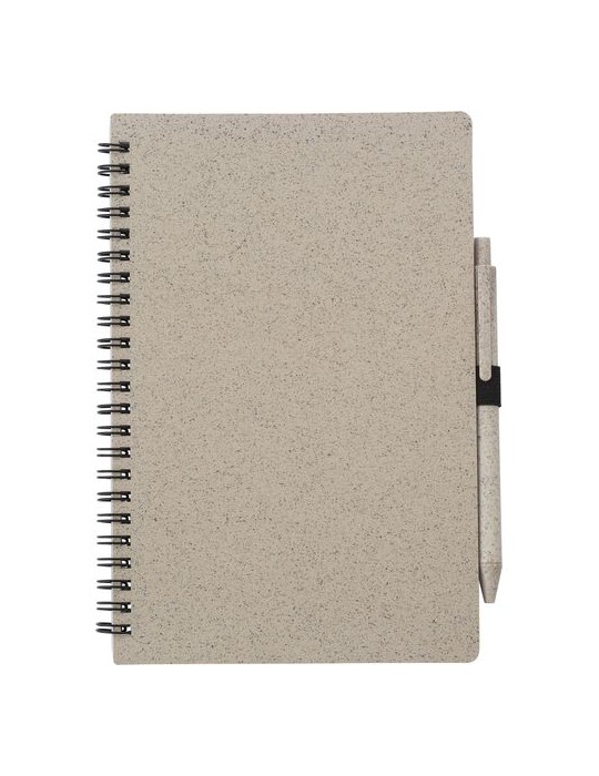 Carnet à spirale en fibre de paille personnalisé - Massimo pas cher