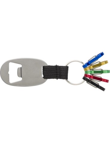 Porte-clés aluminium personnalisé avec décapsuleur Courtney - pas cher