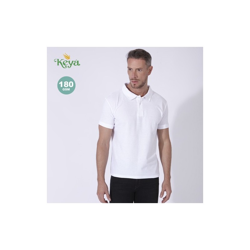 Polo Blanc Personnalisé Adulte MPS180 "Keya" Matières : coton Taille textile : M Couleurs : blanc personnalisation rapide en Fra