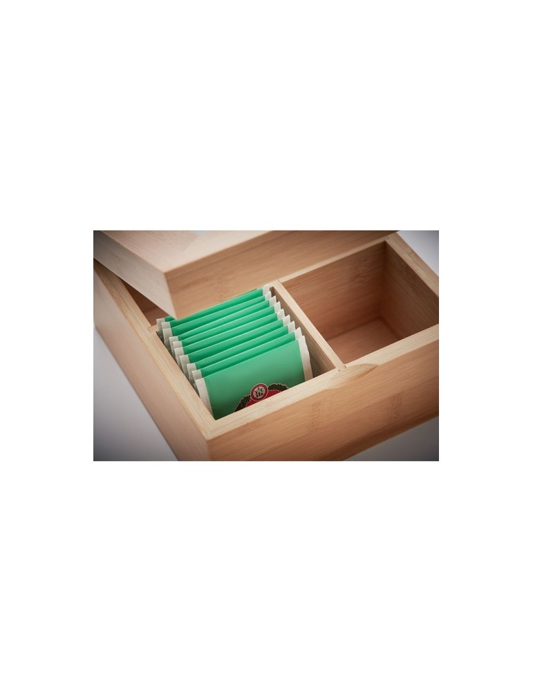 Boîte à Thé personnalisée en bambou - Élégance et Praticité pas cher