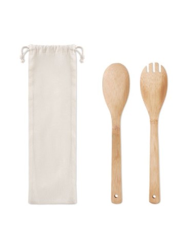Couverts à salade personnalisés en bambou - MAYEN SET pas cher