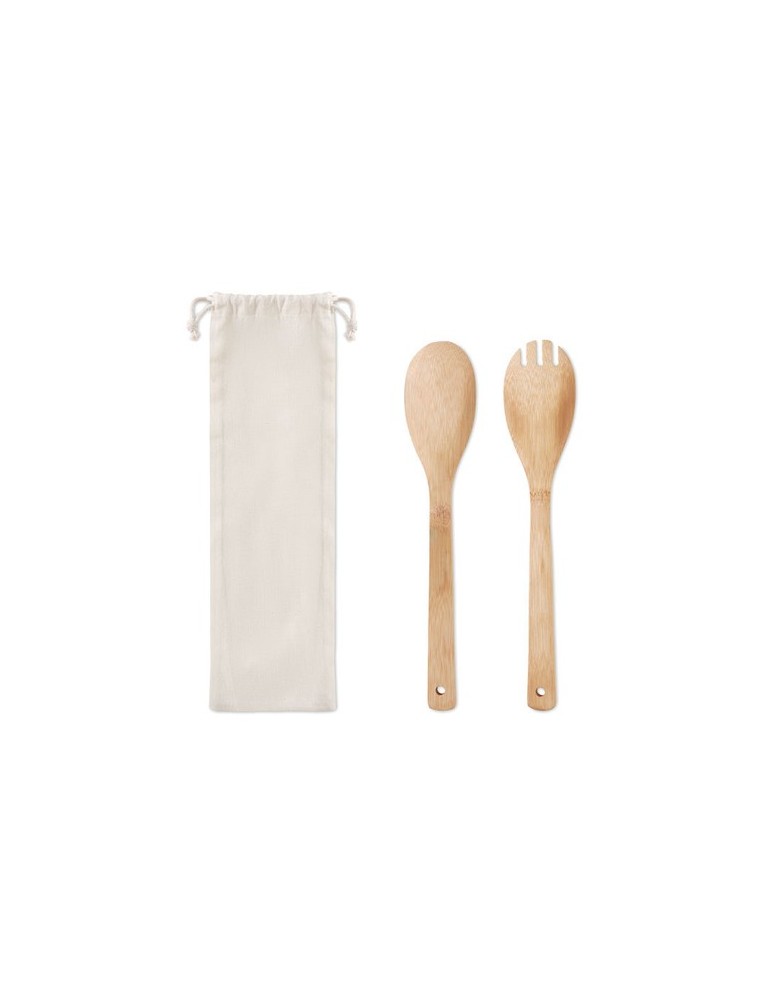 Couverts à salade personnalisés en bambou - MAYEN SET pas cher