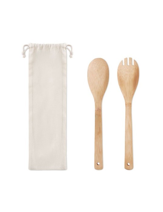 Couverts à salade personnalisés en bambou - MAYEN SET pas cher