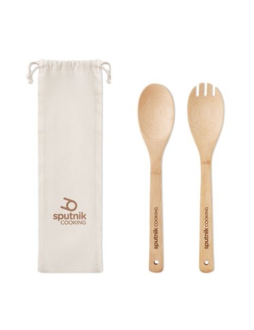Couverts à salade personnalisés en bambou - MAYEN SET pas cher 2