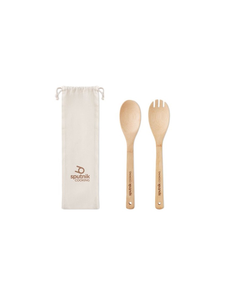 Couverts à salade personnalisés en bambou - MAYEN SET pas cher