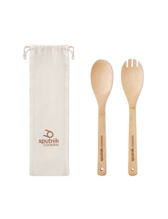 Couverts à salade personnalisés en bambou - MAYEN SET pas cher