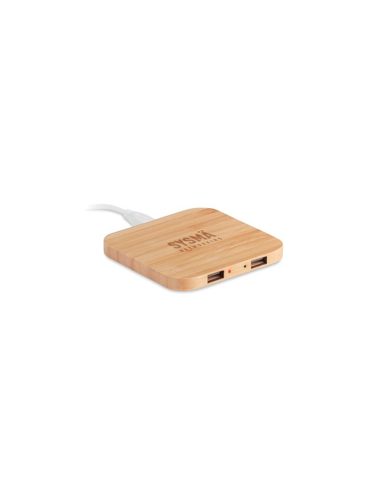 Chargeur Sans Fil en Bambou Personnalisé CUADRO pas cher