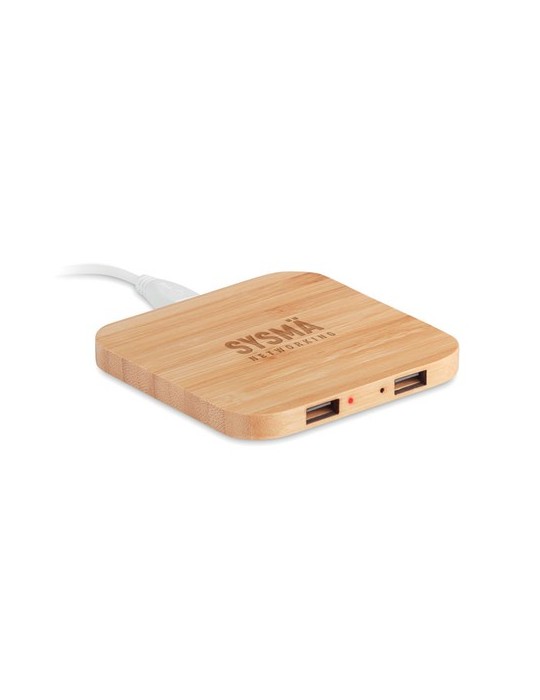 Chargeur Sans Fil en Bambou Personnalisé CUADRO pas cher