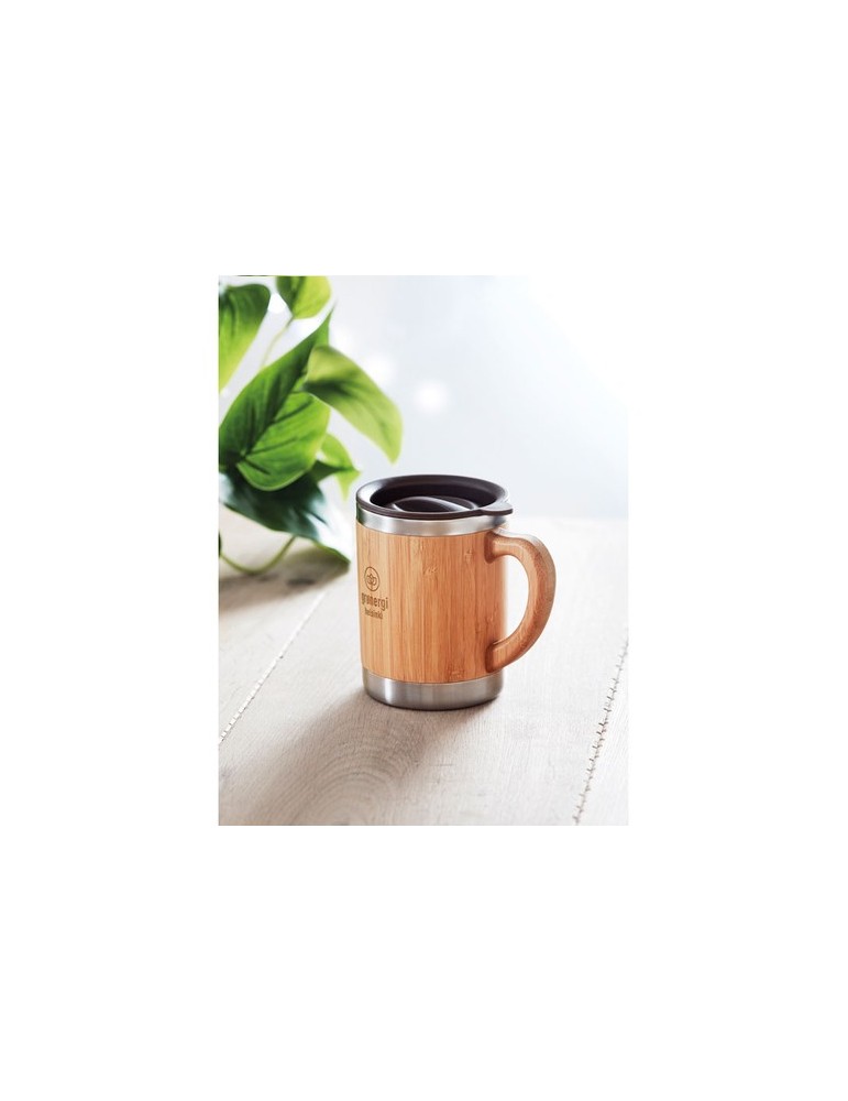 Gobelet Isotherme Personnalisé en Bambou MOKKA - 300ml pas cher