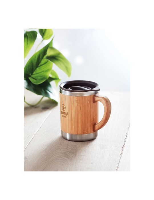 Gobelet Isotherme Personnalisé en Bambou MOKKA - 300ml pas cher