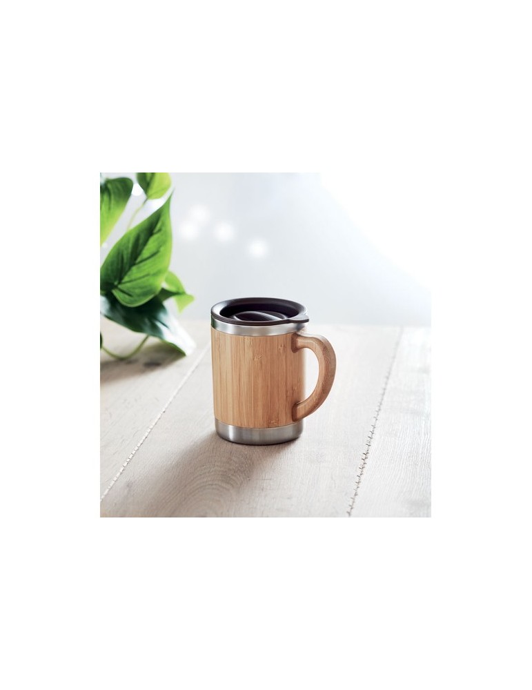 Gobelet Isotherme Personnalisé en Bambou MOKKA - 300ml pas cher