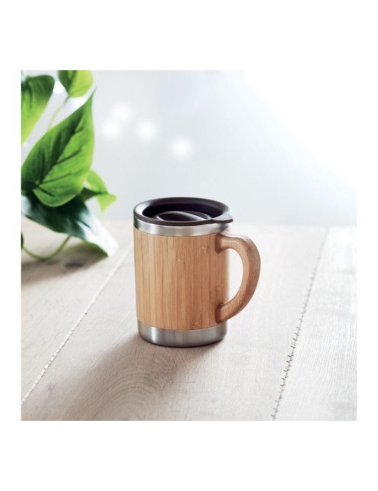 Gobelet Isotherme Personnalisé en Bambou MOKKA - 300ml pas cher