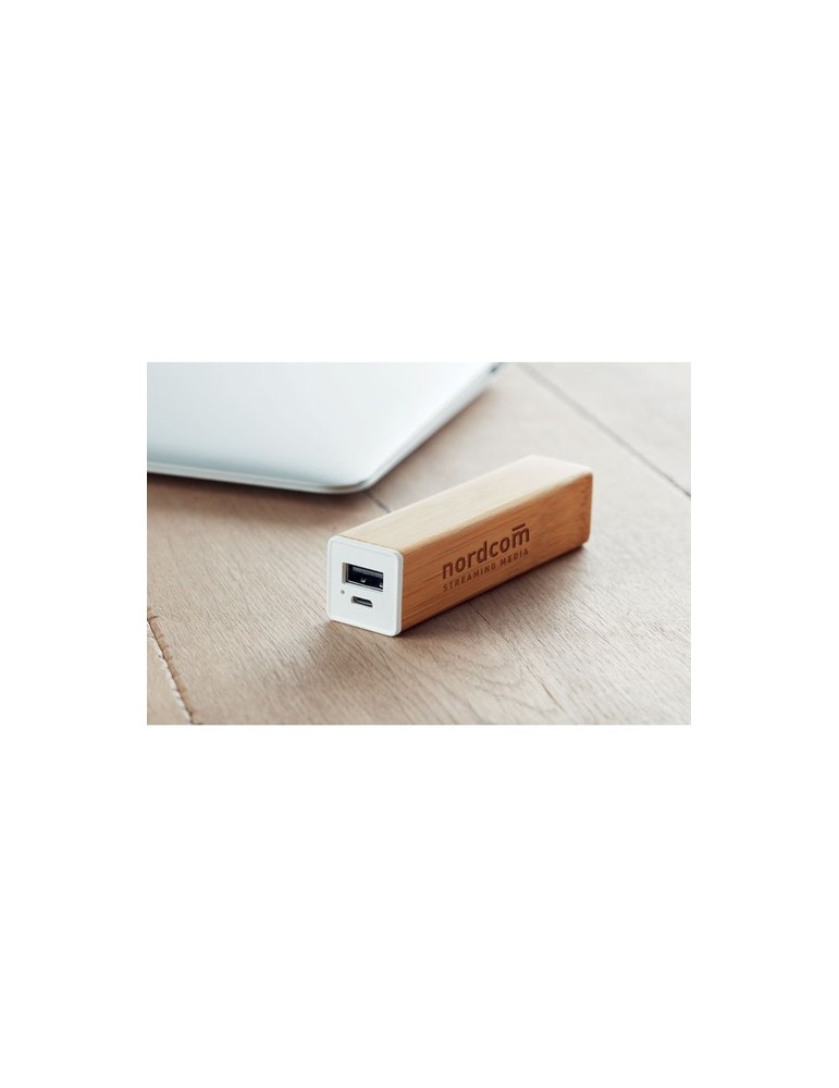 Chargeur Personnalisé Powerbank 2200 mAh en Bambou pas cher