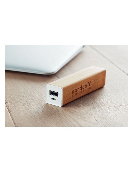 Chargeur Personnalisé Powerbank 2200 mAh en Bambou pas cher