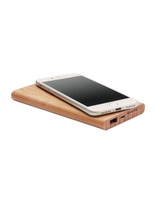 Chargeur Personnalisé Powerbank en Bambou ARENA pas cher