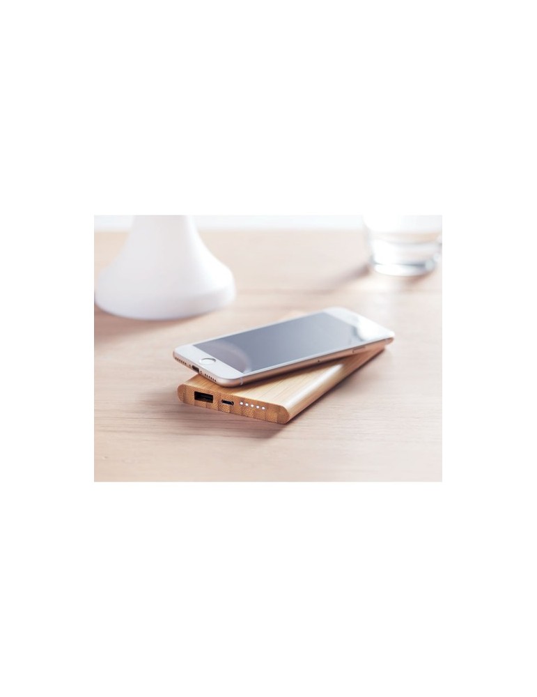 Chargeur Personnalisé Powerbank en Bambou ARENA pas cher