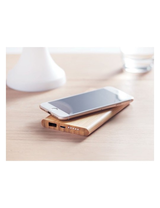 Chargeur Personnalisé Powerbank en Bambou ARENA pas cher