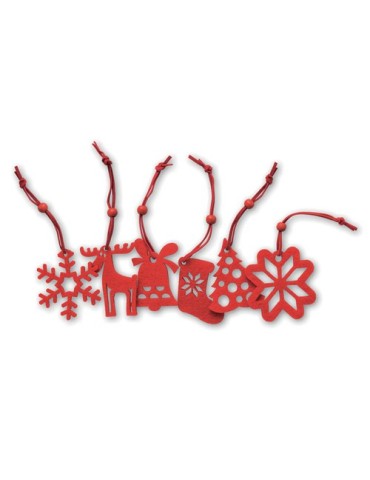 Décorations de Noël en Feutre Rouge Personnalisées - 6 Pièces pas cher