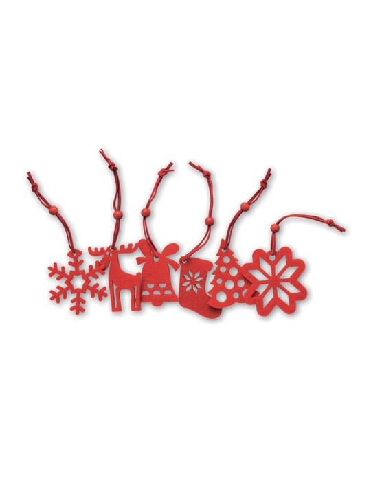 Décorations de Noël en Feutre Rouge Personnalisées - 6 Pièces pas cher