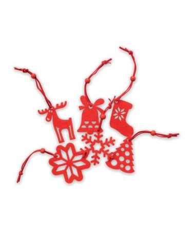 Décorations de Noël en Feutre Rouge Personnalisées - 6 Pièces pas cher 2