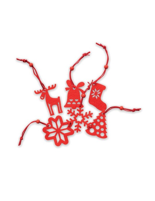 Décorations de Noël en Feutre Rouge Personnalisées - 6 Pièces pas cher