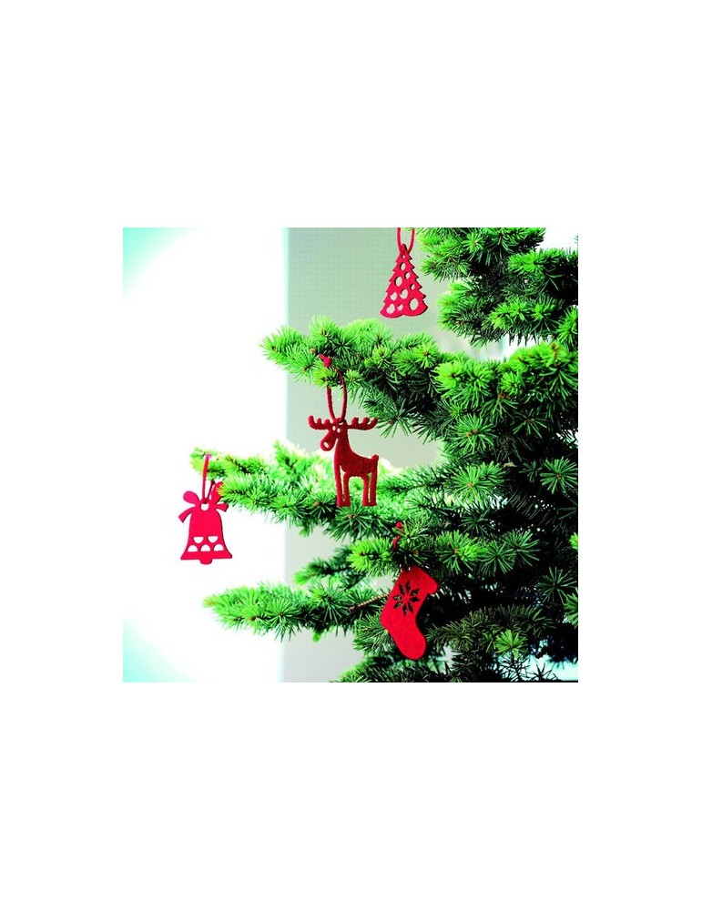 Décorations de Noël en Feutre Rouge Personnalisées - 6 Pièces pas cher