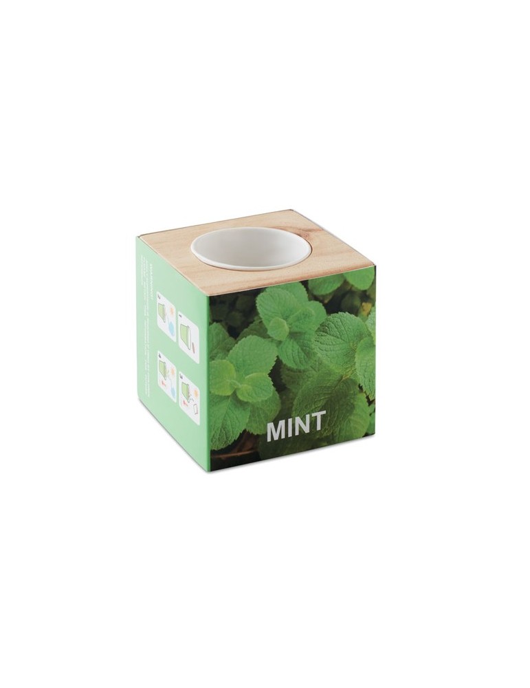 Pot en Bois Menthe Personnalisé Objets Publicitaires
