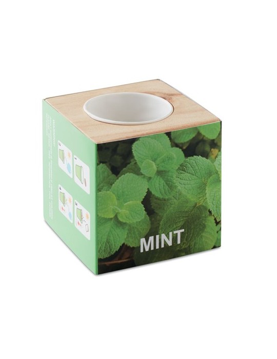 Pot en Bois Menthe Personnalisé Objets Publicitaires