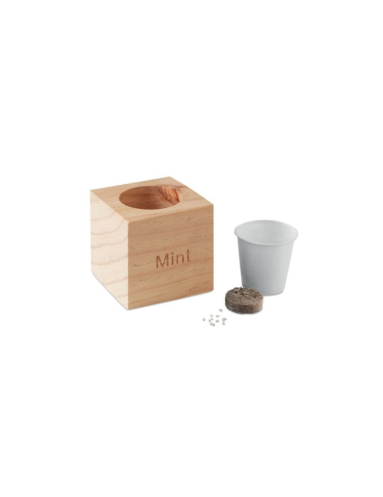 Pot en Bois Menthe Personnalisé Objets Publicitaires