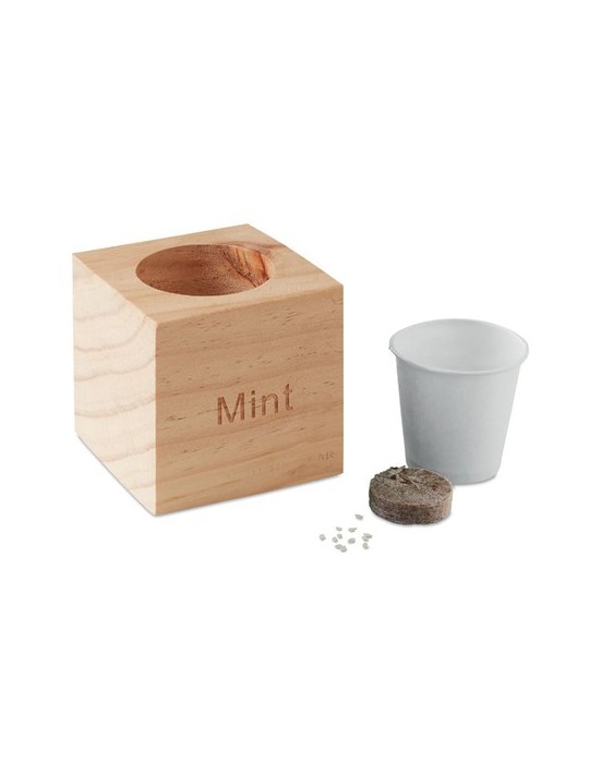 Pot en Bois Menthe Personnalisé Objets Publicitaires