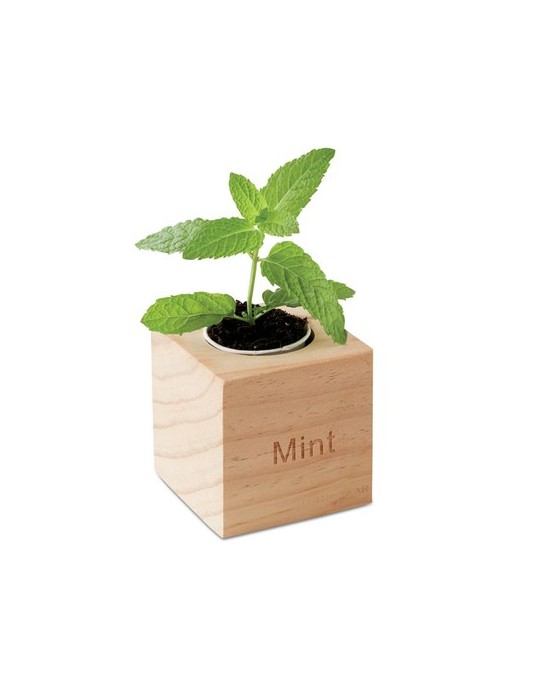 Pot en Bois Menthe Personnalisé Objets Publicitaires