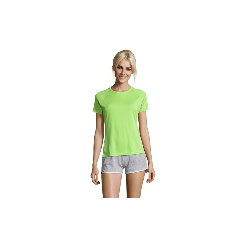 T-shirt Femme Personnalisé Sportif 140g - Sporty Women Matières : PET Taille textile : S Couleurs : vert pomme personnalisable a