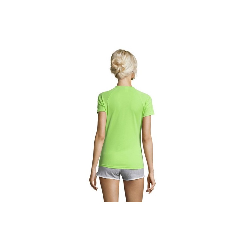 T-shirt Femme Personnalisé Sportif 140g - Sporty Women Matières : PET Taille textile : S Couleurs : vert pomme cadeau entreprise
