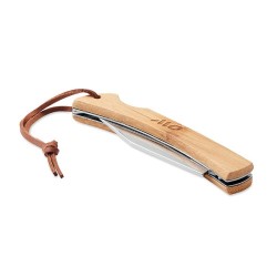 Couteau pliable personnalisé en bambou - Cadeau publicitaire MANSAN Matières : acier inoxydable Couleurs : bois impression haute
