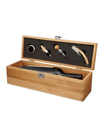 Set à Vin en Bambou Personnalisé TARDOR - Accessoires Offerts pas cher