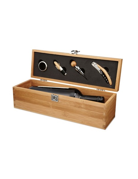 Set à Vin en Bambou Personnalisé TARDOR - Accessoires Offerts pas cher