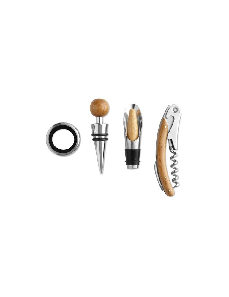Set à Vin en Bambou Personnalisé TARDOR - Accessoires Offerts pas cher