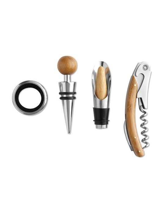 Set à Vin en Bambou Personnalisé TARDOR - Accessoires Offerts pas cher