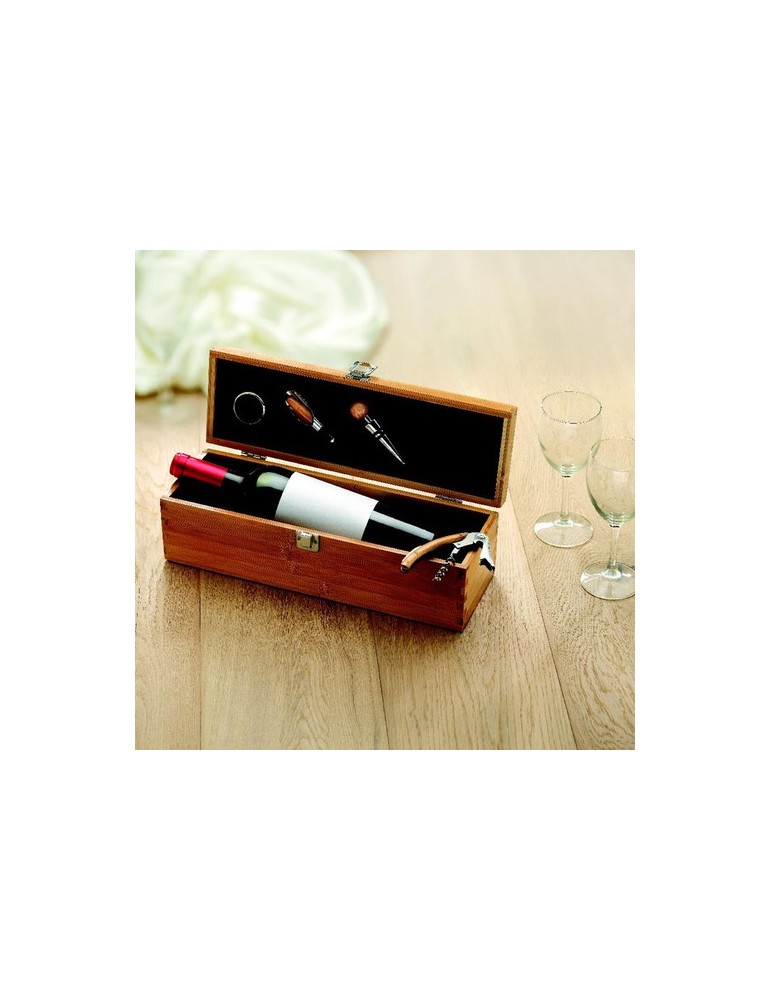 Set à Vin en Bambou Personnalisé TARDOR - Accessoires Offerts pas cher