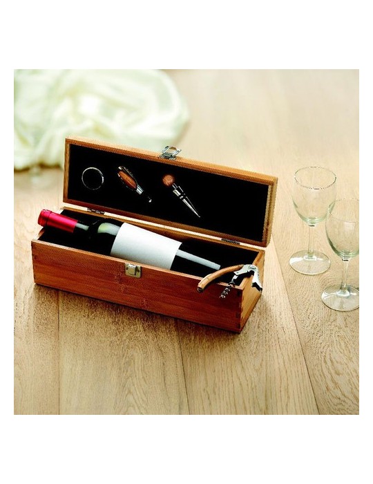 Set à Vin en Bambou Personnalisé TARDOR - Accessoires Offerts pas cher
