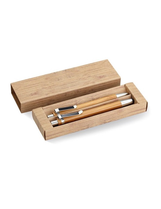 Coffret de stylo en bambou personnalisé d'entreprise