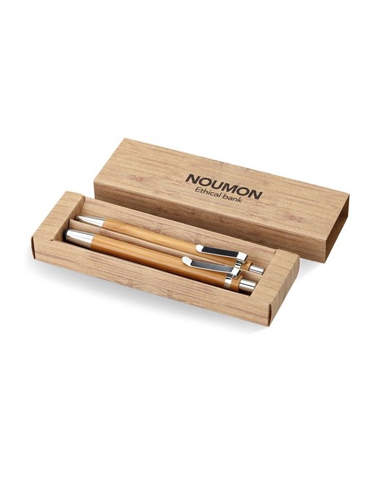 Coffret de stylo en bambou personnalisé d'entreprise