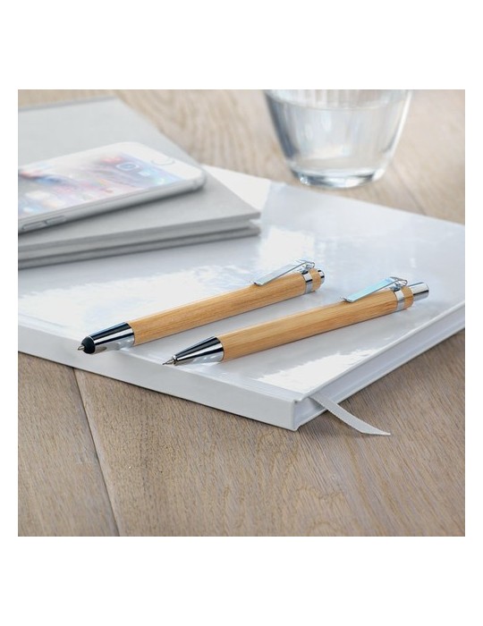 Coffret de stylo en bambou personnalisé d'entreprise