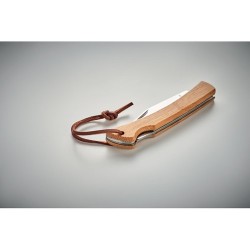 Couteau pliable personnalisé en bambou - Cadeau publicitaire MANSAN Matières : acier inoxydable Couleurs : bois marquage laser u