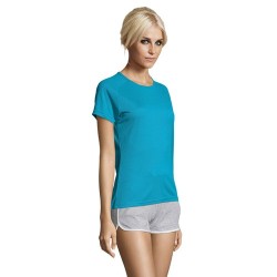 T-shirt Femme Personnalisé Sportif 140g - Sporty Women Matières : PET Taille textile : L Couleurs : bleu aqua marquage couleur é